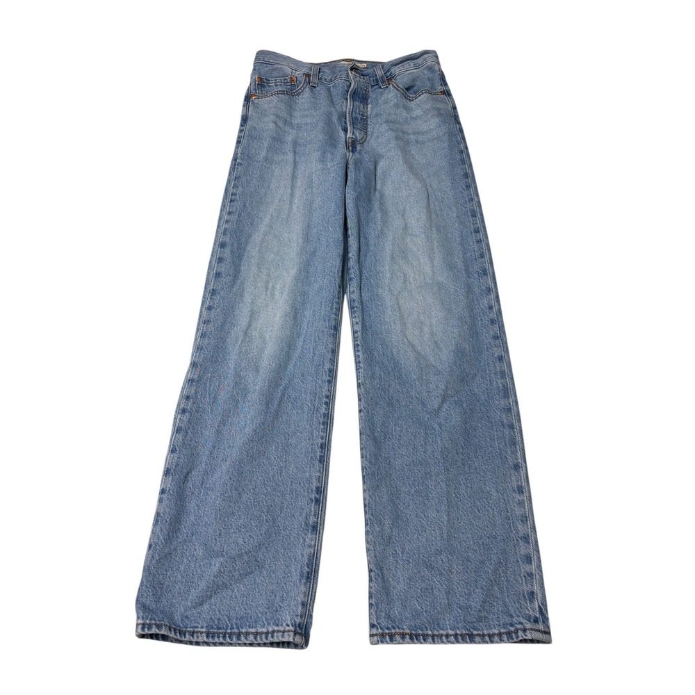 Levis Premium Big E Ribcage Straight Ankle Jeans Light Wash Blue Womens W28 L29